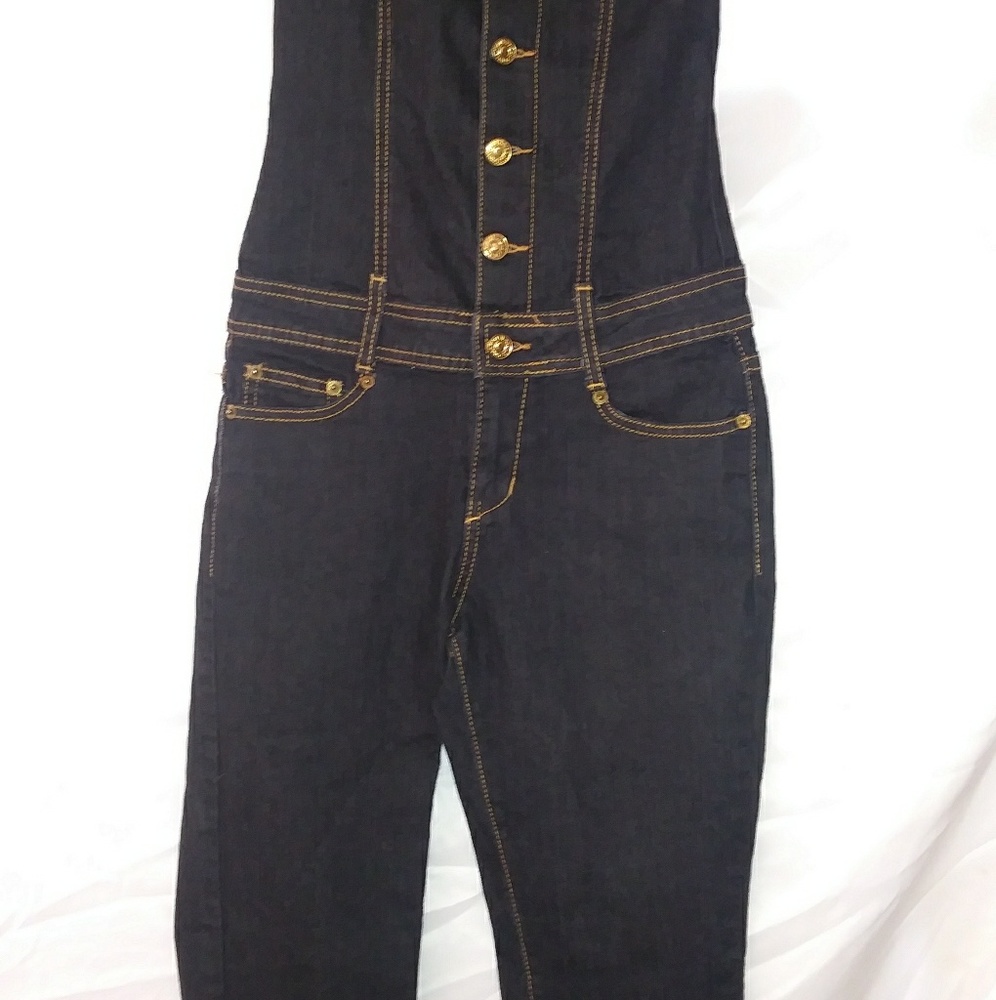 Denim Jumpsuit Strapless by Goodtime Small